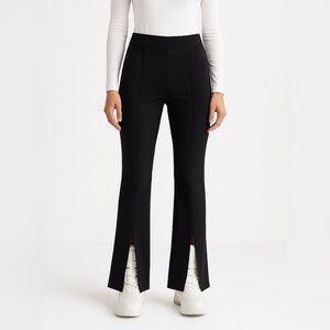 1X High-Rise Black Flare Pants with Boot Slits – Chic & Flattering Fit